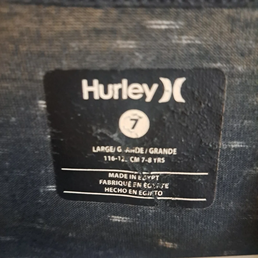 Hurley Boys T-Shirt – Size Large (7/8 Yrs) – Navy Blue Heather V-Neck